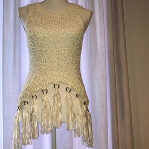 A.L.C Carmelita Knit sleeveless crochet tassel top.